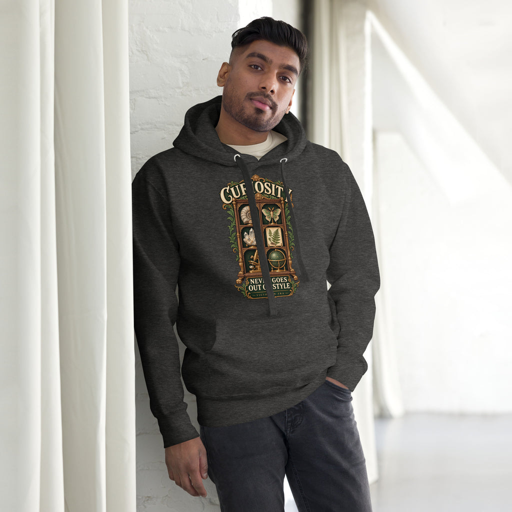 Curiosity Never Goes Out of Style book lover hoodie in charcoal heather