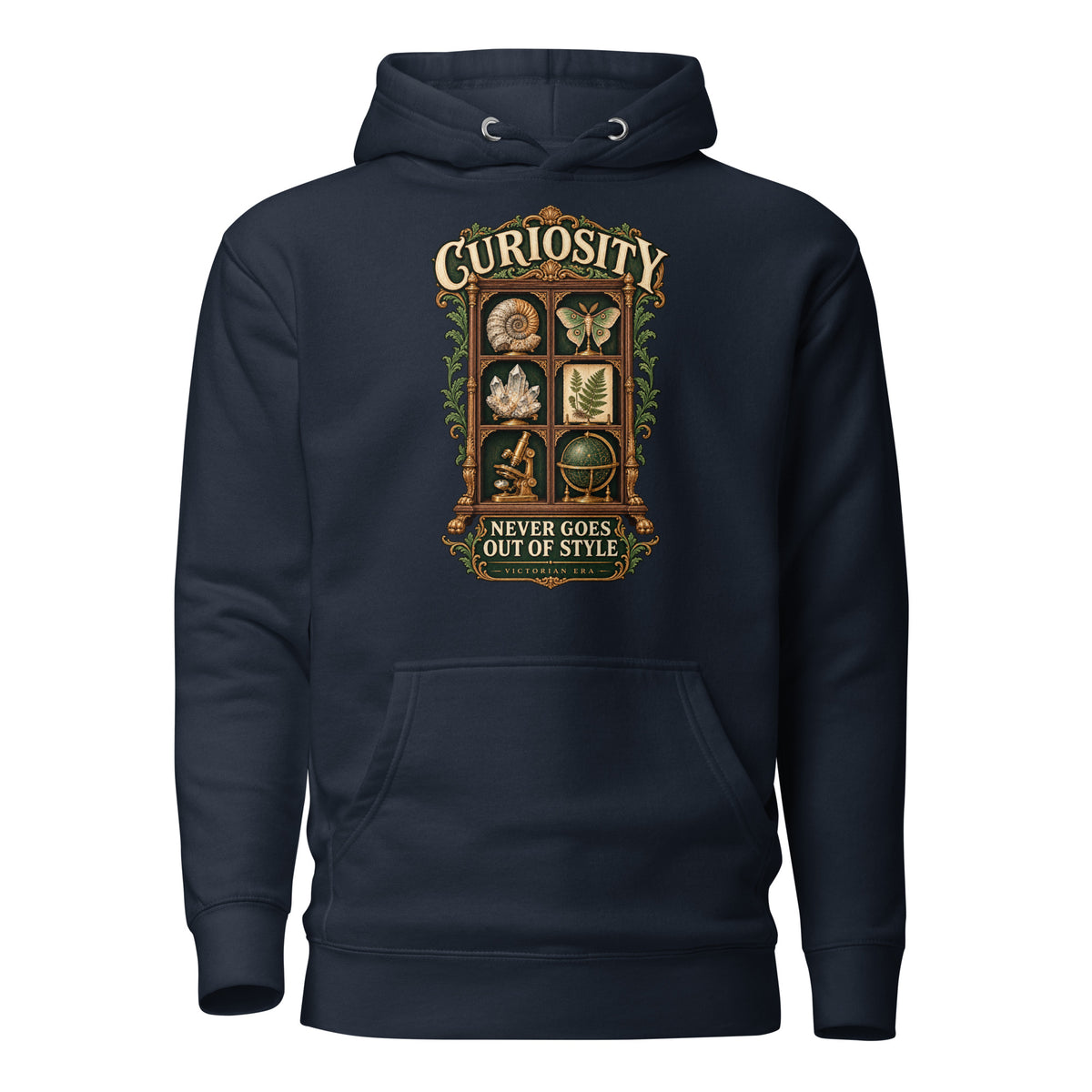 Curiosity Never Goes Out of Style history lover hoodie in navy blazer