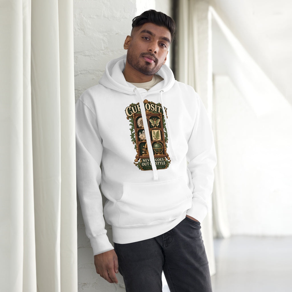 Curiosity Never Goes Out of Style curious minds hoodie in white