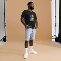 NOT TAKING REQUESTS classical statue headphones t-shirt in black heather, flat front view